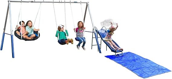 XDP Recreation Aqua Play Outdoor Park, Water Wave Slide & Super Disc Swing