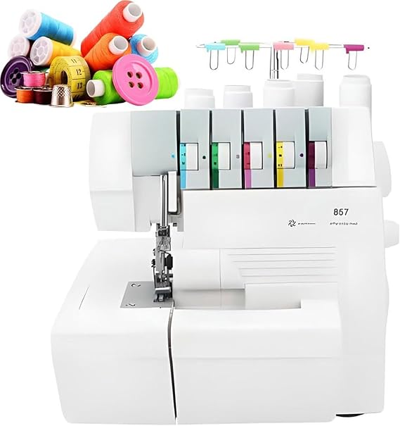 Overlock Sewing Machine,Heavy-Duty Coverstitch Serger with 2-3-4-5 Multiple Stitch Capability,Electric Lockstitch Serger with Trim Trap & Snap-on Presser Feet,for Beginners and Professionals