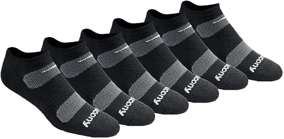 Saucony Men's RunDry Mesh Ventilating Comfort Fit Performance No-Show Socks, Available in M-XXL (6, 12, 18 Pairs)