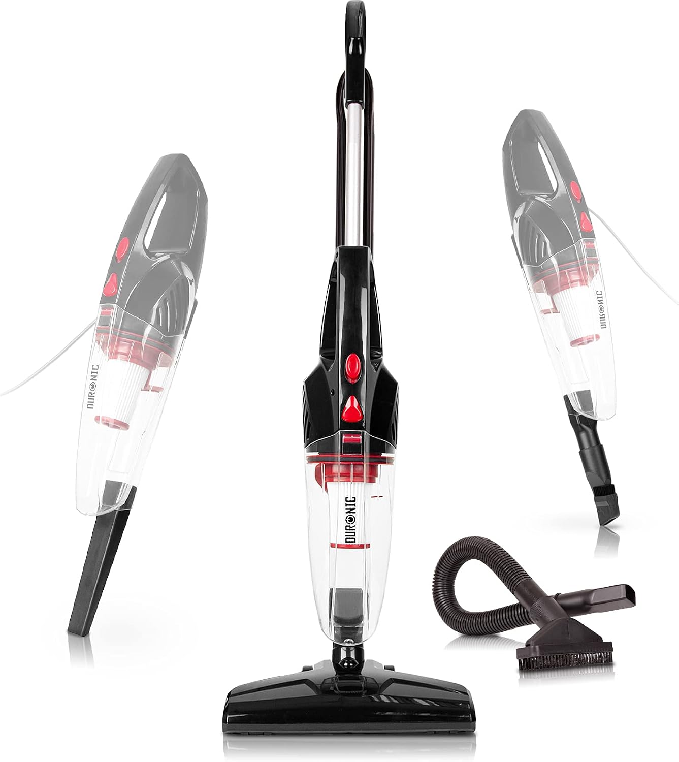 Duronic Upright Vacuum Cleaner VC8 BK Light Weight Stick Vacuum Cleaners Energy Class A with HEPA Filter Multi-Surface Cleaning Handheld Vac Home Car [Energy Class A]