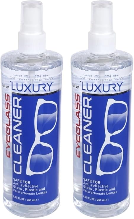 Luxury Eyeglass Cleaner. Anti-Reflective, Lens Scratch Remover, Sunglasses Cleaner, Windshields, Mirrors, Visors, Improving Clarity and Safe for all Lenses. Spray Bottles 8.45 Fl oz (Pack of 2)