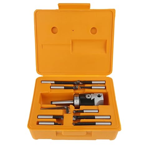 2 Boring Head Set, MT2 M10 F1-12 50mm Boring Head with 9pcs 12mm Boring Bars Milling Set