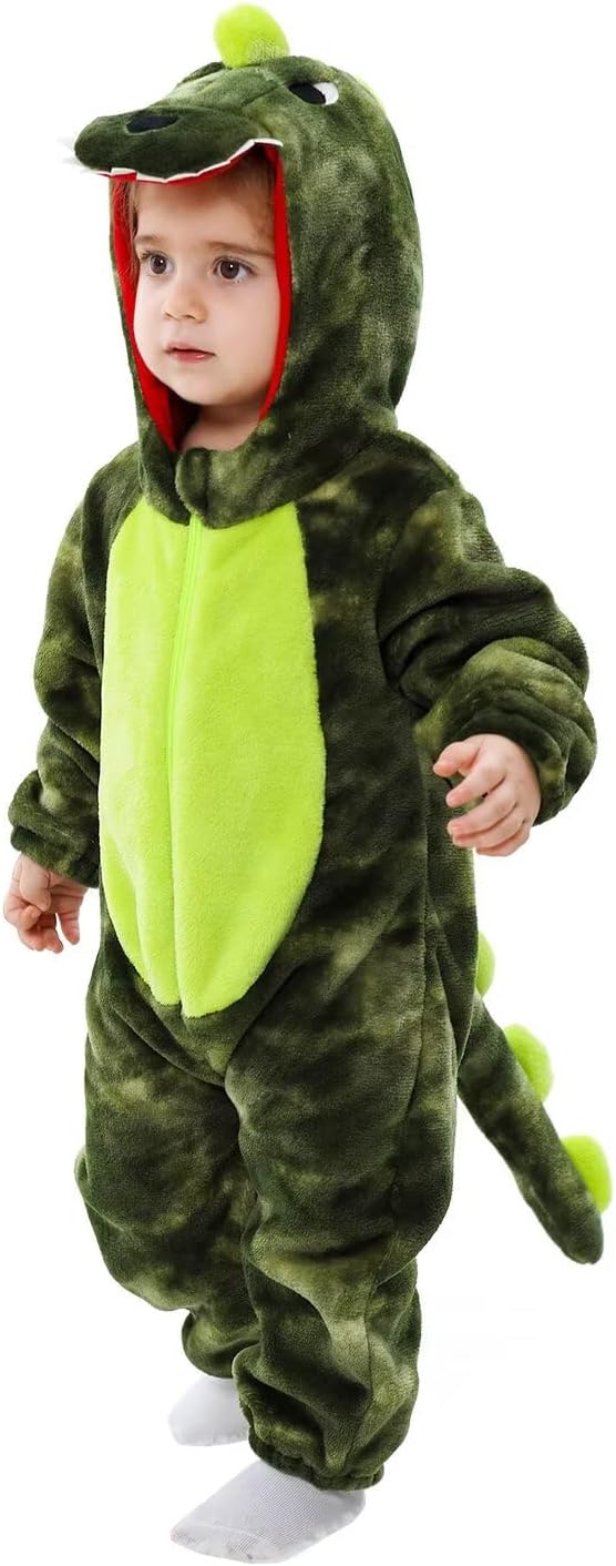 QIAONIUNIU Halloween Baby Green Dinosaur Costumes Toddler Outfit Infants Cosplay Romper 1-60 Months