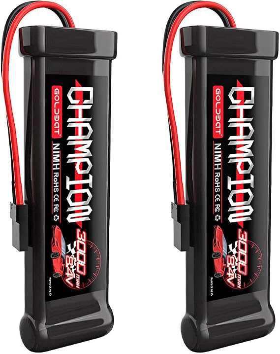 GOLDBAT Champ Series 3000mAh 8.4V Flat Pack NiMH Battery 7-Cell with traxcas Connector for RC Car RC Truck LOSI Associated HPI Kyosho Tamiya Hobby (2 Pack)