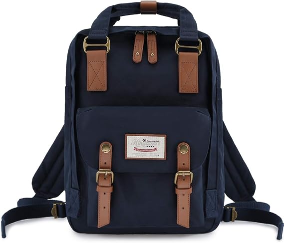 Himawari Backpack/Travel Backpack for Women 14.9" College Vintage Waterproof Bag , Work Backpack for 14inch Laptop (HIM-28#Dark blue)