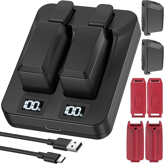 2 Pack 400mAh Replacement Battery with Dual-Port Charger Set for SRAM eTap and eTap AXS - Rechargeable Battery for eTap Eagle XX1/X01/GX/Reverb Force Rival Red XPLR RD-S1000 Series Updated