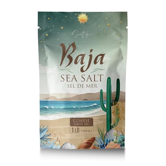 Saltique 1lb Baja Sea Salt Coarse - Contains a Balance of 90 Minerals Helping You Stay Hydrated And Improve Electrolyte Balance-100% Unrefined - GMO-free - Paleo- Vegan