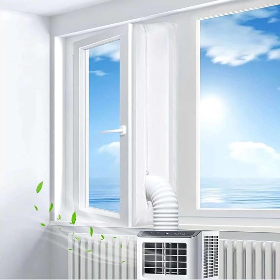300CM (118") Portable AC Window Seal, Casement Window Vent Kit for Portable Air Conditioner and Dryer, Waterproof Seal Kit Easy to Install for Crank Out/Skylights/Awning/Window