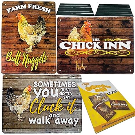 Chicken Accessories Chicken Coop Signs - 8X12 Pack of 3 Aluminium Metal Tin Funny Outdoor Garden Farm Signs Coops Decorations I Chicken Gifts Coop Farmhouse Decor Hen House