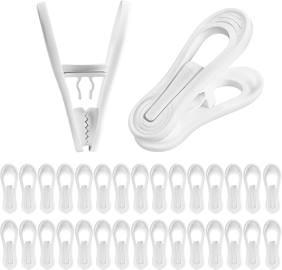 30 Pcs White Hanger Clips, Multi-Purpose Clips for Hangers, Finger Clips for Skirt Pant Hangers, Ideal for Jeans, Skirts, Sweaters & Pant