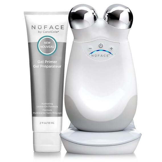 NuFACE Trinity Starter Kit Microcurrent Facial Toning Device with Hydrating Leave-On Gel Primer, 2 Fl Oz