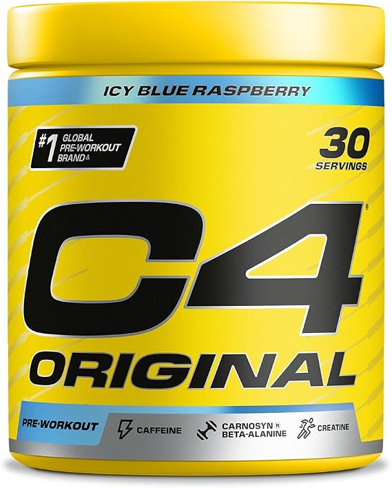 C4 Original Beta Alanine Sports Nutrition Bulk Pre Workout Powder for Men & Women | Best Pre-Workout Energy Drink Supplements | Creatine Monohydrate | Icy Blue Raspberry | 30 Servings