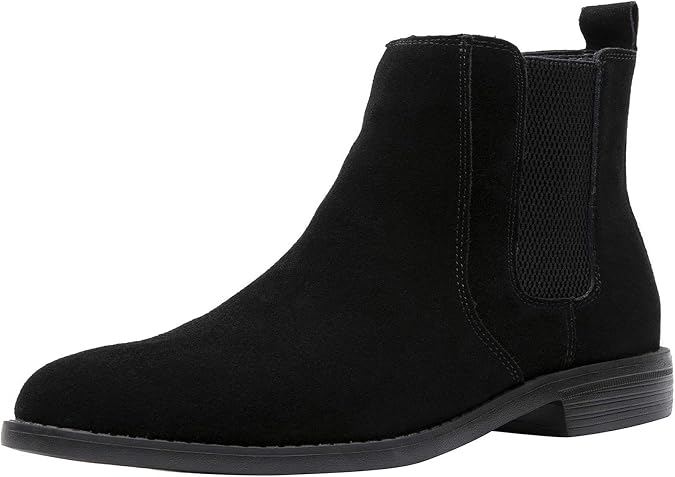 JIONS Men Chelsea Slip On Suede Boots Lightweight Leather Dress Ankle Shoes