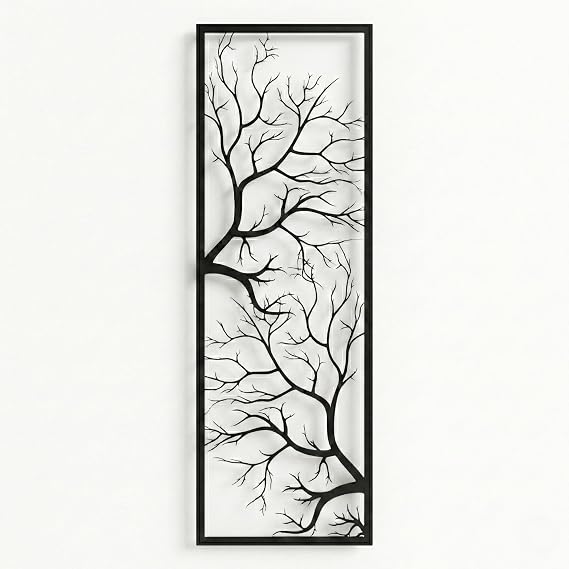 DEKADRON Metal Wall Art, Tree Wall Art, Tree Sign, Wall Decor, Branch Wall Decor, Geometric Art (14" W x 40" H / 34x100 cm)