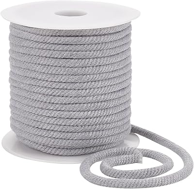 BENECREAT 27.34 Yards Light Grey Thread Cord, 6mm Polycotton Drawstring Replacement Soft Rope with Plastic Spool Braided Cord for Coats Pants Shorts Shoes Crafts
