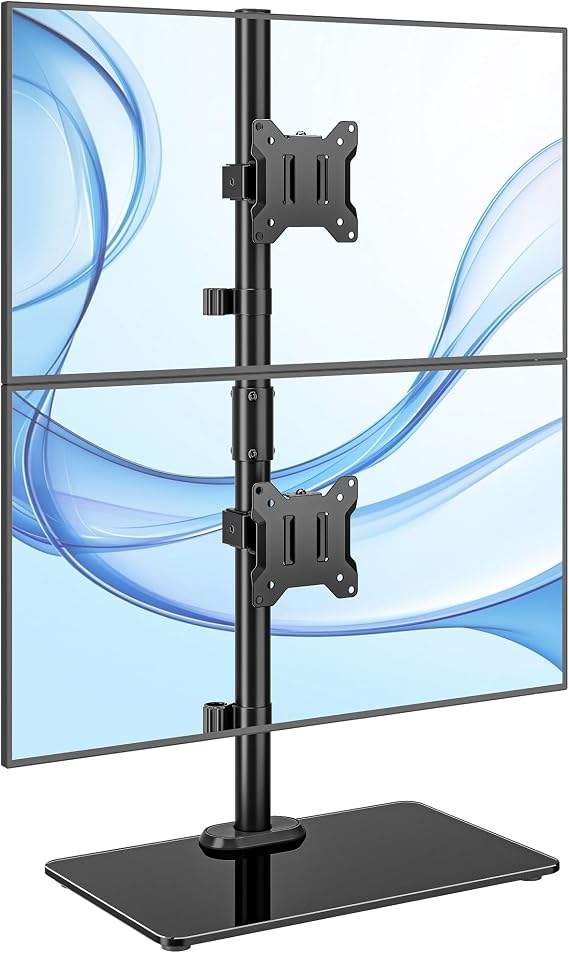 monTEK Vertical Dual Monitor Stand for 17-32", Glass Base