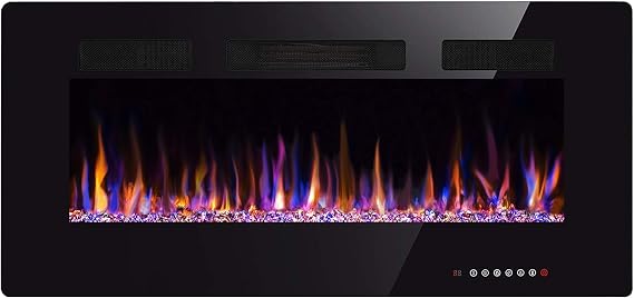 30 inch Electric Fireplace Recessed and Wall Mounted Insert