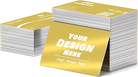 Custom Metal Business Cards, 20 Personalized Business Cards with Logo | 0.45mm Double-sided Engrave Aluminum Business Card with Logo/QR Code, Customized Company VIP Cards for Corporate Promotion