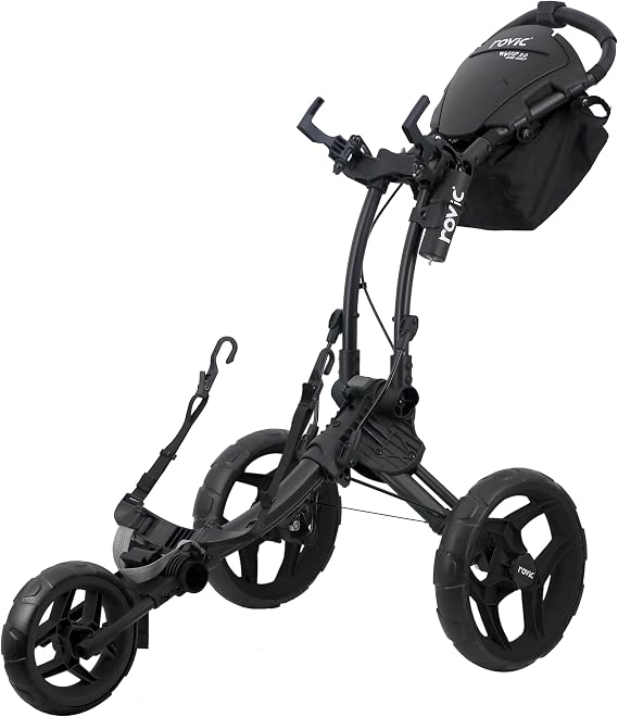 Rovic RV1D 2.0 Disc Golf Push Cart | 3-Wheel| Fits All Disc Golf Backpacks