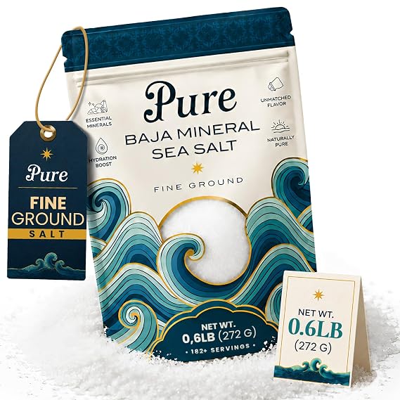 Pure Sea Salt, Baja Mineral Fine Ground Natural Unrefined Salt, 0.6 lb