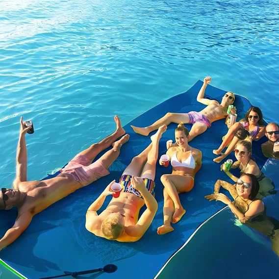 Floating Water Mat, 9 Ft Lily Pad Floating Mat, Tear-Resistant Family Water Lake Mat, 3-Layer Portable XPE Foam Mat for Adults and Pets, Used in Beach, Ocean, Pool