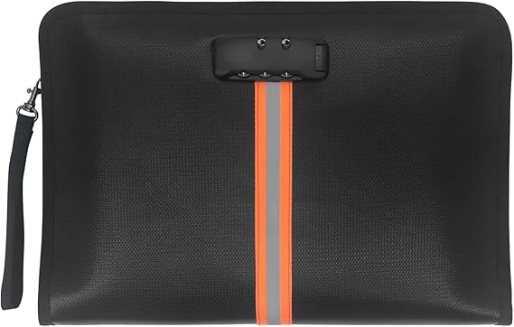 Fireproof Document Bag with Lock, 13.3''x9.2'' Waterproof Money Bag, Fire Proof Bag for Documents, Safe Waterproof Money Bag, with Zipper and Lock, for Cash, Mobile Phones, Keys, Credit Cards