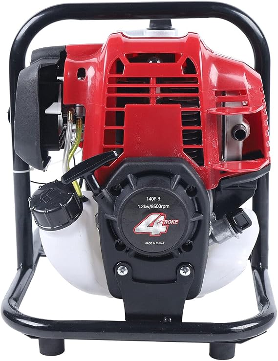 1inch 4-stroke Gas Powered Water Transfer Pump, 1.6HP 38CC 8000L/h | 23ft Max suction; 98.4ft Max head; Single-cylinder, air-cooled; Pull recoil start; 650ml Fuel capacity; Low fuel consumption