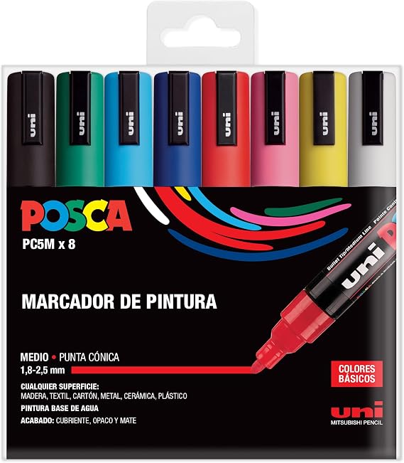 Posca UNI Set PC 5M Basic Pack of 8 Markers