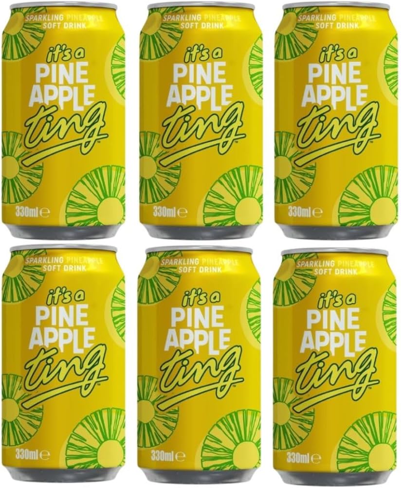 Ting Pineapple Drink, 330ml | PACK OF 6 | Sparkling Soft Drink | Can | Carbonated Pineapple Juice.