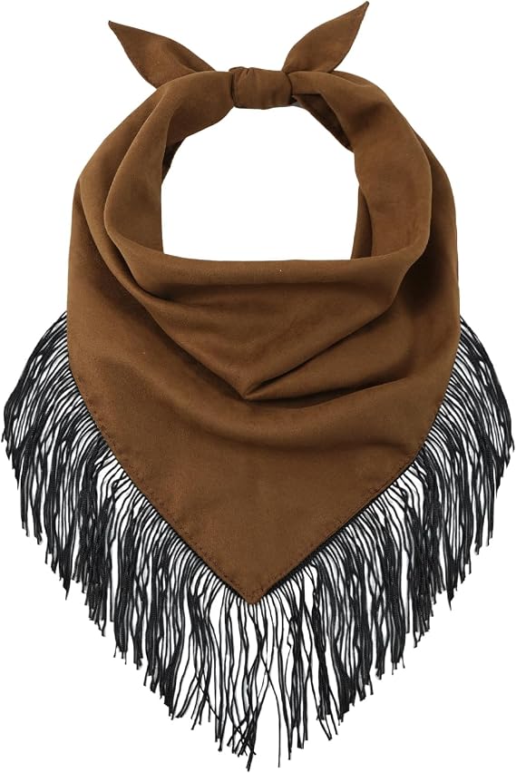 GERINLY Triangle Wild Rag with Fringe, Cowgirl Scarf Tassel, Western Bandana Top for Women, Equestrian Accessories
