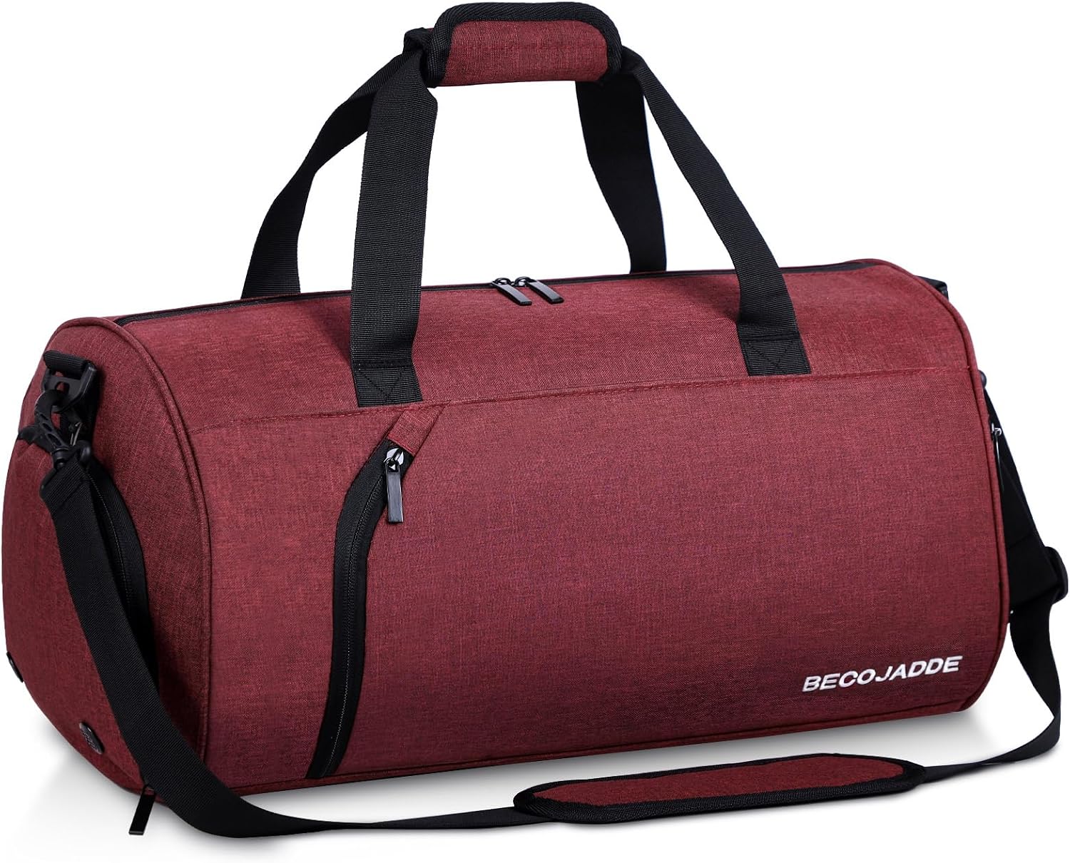 Gym Bag for Men Women with Shoe and Wet Compartment, 35L Sports Duffle Bags for Travel Swimming Fitness and Workout with Shoulder Strap, Burgundy