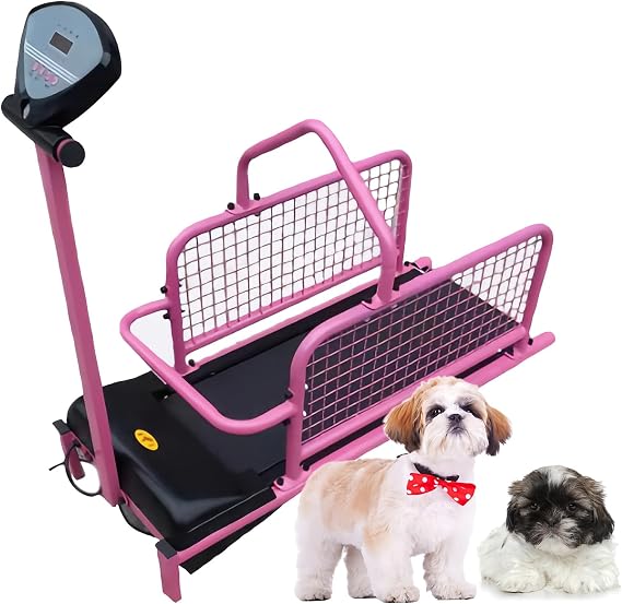 Dog Treadmill for Small Size Dogs - Pet Running Machine - Dog Pacer Training Pad - Pet Fitness Treadmill with LCD Display Screen, Pet Training Equipment, Adjustable Speed 0.8-6km/h,Pink