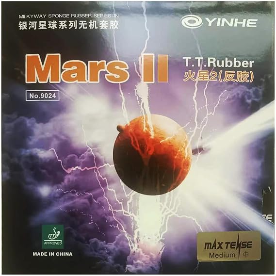 Mars II (Factory Tuned) Pips-in Table Tennis Rubber with Sponge (Black)