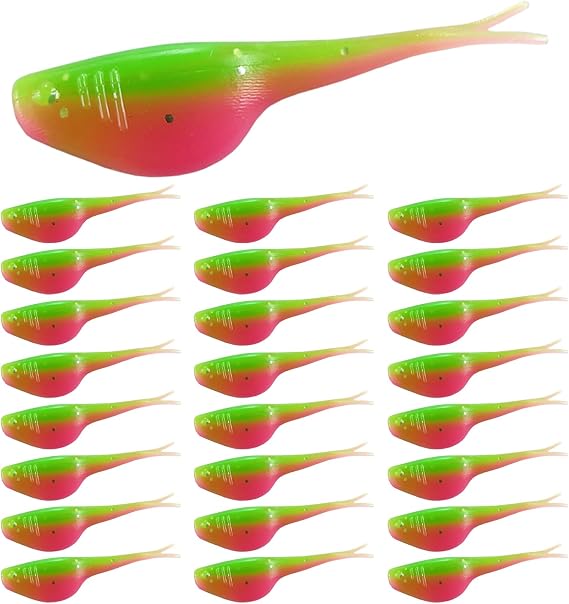 Split-Tail Crappie Lures - 24pcs Soft Plastic Lures for Bluegill, Panfish, Trout, Bass
