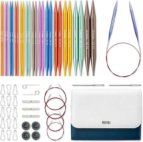 RUIDI Interchangeable Circular Knitting Needles Set with Case & Accessories