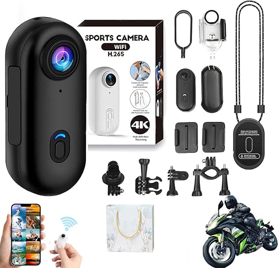 HD Action Camera, The Snap Cam, POV Camera, 1080p/4k Mini Wearable Body Adventure Action Cameras with Audio, Video, Mount Anywhere, for Vlogging, Cycling, Diving (Black, 4K)