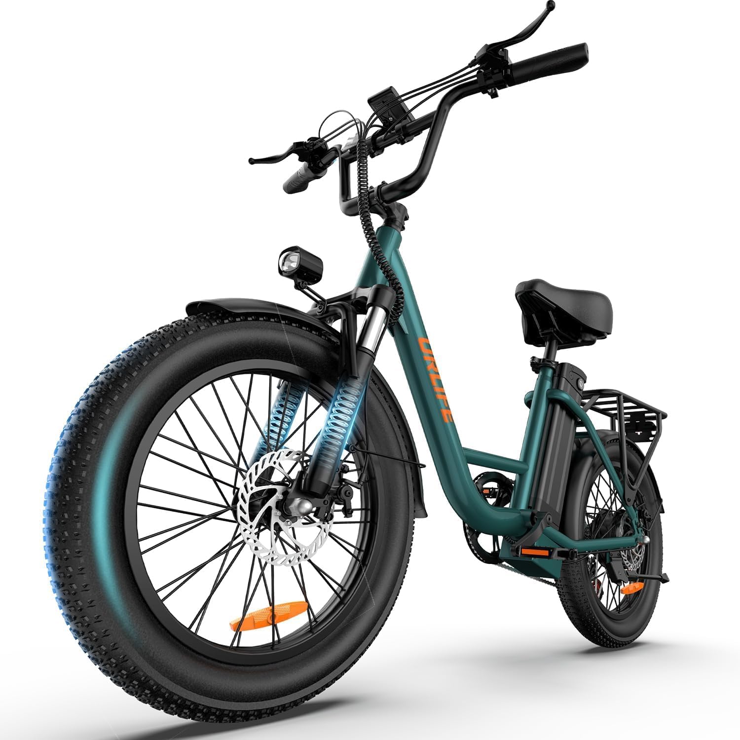 URLIFE 20"3" Electric Bikes for Adults, Fat Tire Mountain Bike E20 with Colorful LCD Display, 48V 13AH Removable Battery, 7-Speed Derailleur 80-100KM Max Range Ebike Commute MTB