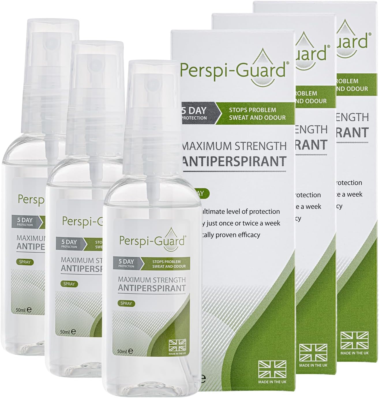 Perspi-Guard Maximum Strength Antiperspirant Spray 30 ml, 3-Pack, Strong Deodorant for Excessive Sweating & Hyperhidrosis, Anti Sweat Spray, Unscented