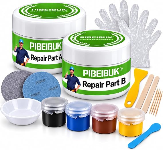 Surface Repair Kit for Tubs, Tiles, Countertops - Fixes Chips, Cracks, Scratches, Holes (Fiberglass, Porcelain, Stone, Acrylic)