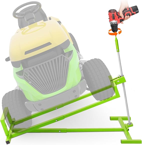 880Lbs Riding Mower Lift,Foldable Steel Jack,Telescopic & Dual-Handle,Green