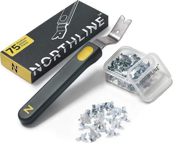 NORTHLINE Glazier Point Driver with Magnetic Head Framing Tool for Picture Frame Hardware & Window Glazing, Includes 75 Glazier Points