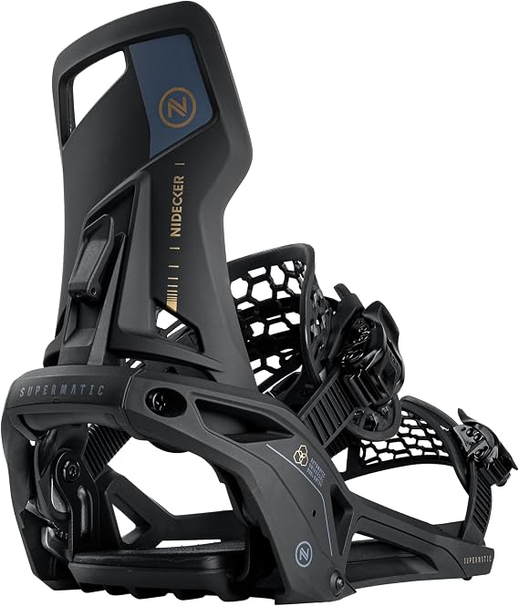 Nidecker Supermatic Carbon Snowboard First Universal, Dual-Entry, Automatic Binding - Comfortable and Reliable as a Regular Two-Strap Binding - Genuine Game Changer with its Drop in tech