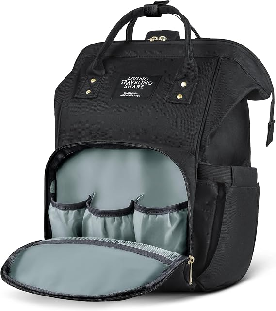 Vicloon Baby Changing Bag Backpack, Multi-Function Nappy Changing Back Pack, Waterproof Diaper Bag Maternity Bags Mum Dad Backpack, Black
