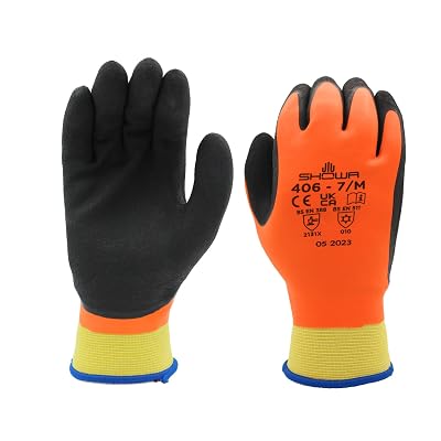 SHOWA 406 Full Double Coated Natural Rubber Latex Insulated General Purpose Winter Work Gloves with Nylon Blend Liner, Large 12 Pair