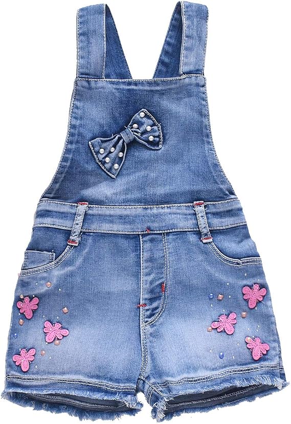 Yao Summer Little Girls Cotton Denim Bib Braces Rompers