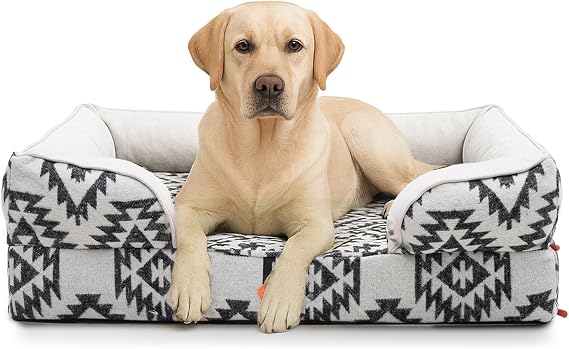 Laifug Large Orthopaedic Advanced Memory Foam Dog Bed, Dog Sofa with Washable and Removable Suede Cover, Waterproof Lining and Non Slip Bottom Black and White, Large (44 "x34 x9)