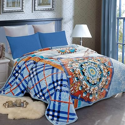 JML Fleece Blanket Queen 79x91, 9 lbs, Heavy Korean Mink Style Fleece Blanket - Plush Fluffy Cozy Soft Warm 2 Ply Printed Raschel Bed Blankets for Winter Wedding