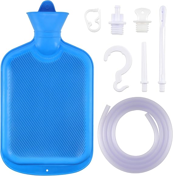 Enema Bag Kit for Colon Cleansing Hot Water Bottle Bag (2 Quart) for Home Coffee Enema Kit with 5 Feet Enema Tube