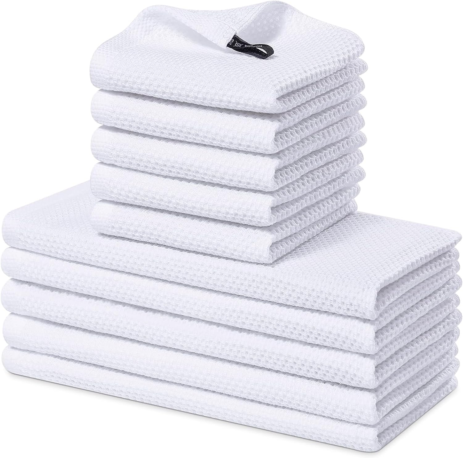 Homaxy 100% Cotton Kitchen Towels and Dishcloths Set, 12 x 12 Inches and 13 x 28 Inches, Set of 10 Bulk Kitchen Towels Set, Ultra Soft Absorbent Dish Cloths for Washing Dishes, White