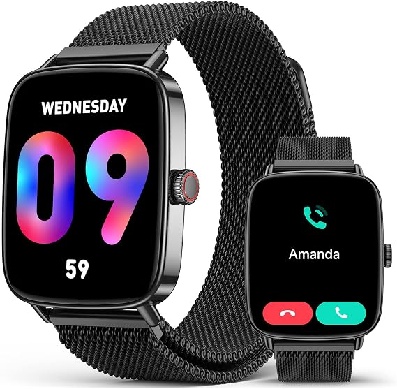 SOUYIE 2025 Smart Watches for Men, 1.85" AI Voice Smartwatch, 24/7 Heart Rate Monitor, Stress/SpO2/Sleep Tracker, IP68 Waterproof, Weather, 100+ Sports Fitness Tracker for Android iOS Black Metal